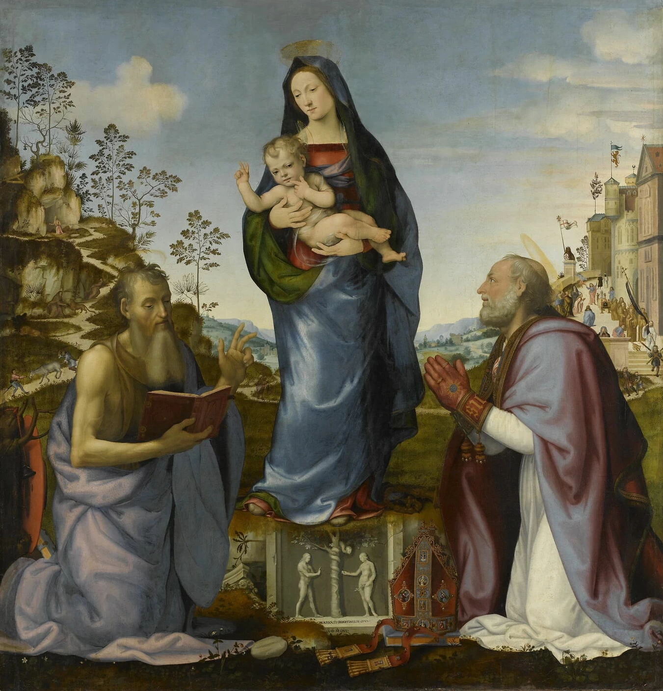 San Girolamo e San Zanobi adoranti il __Bambino Gesù tra le braccia della Vergine - Museo del Louvre, Parigi
